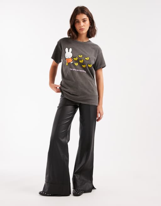 Daisy Street x Miffy - T-shirt oversize à imprimé canards - Noir délavé, 4 de 4
