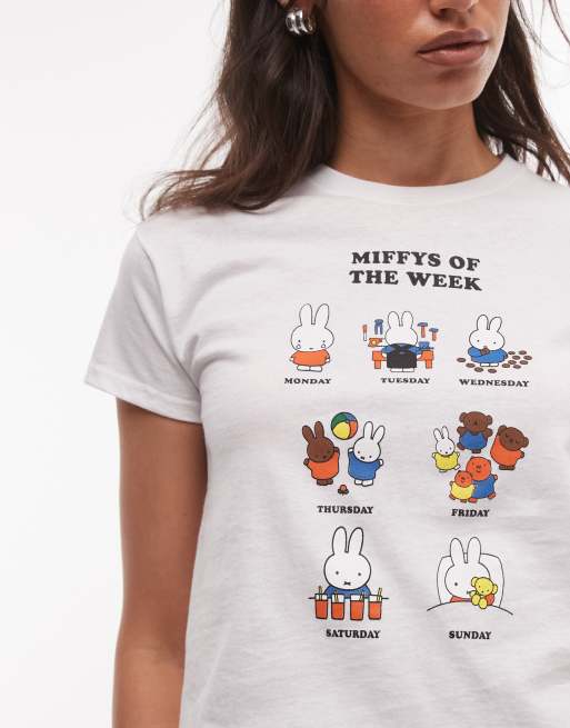 Daisy Street x Miffy – Vit, kort t-shirt med veckodagar-tryck, 2 av 4
