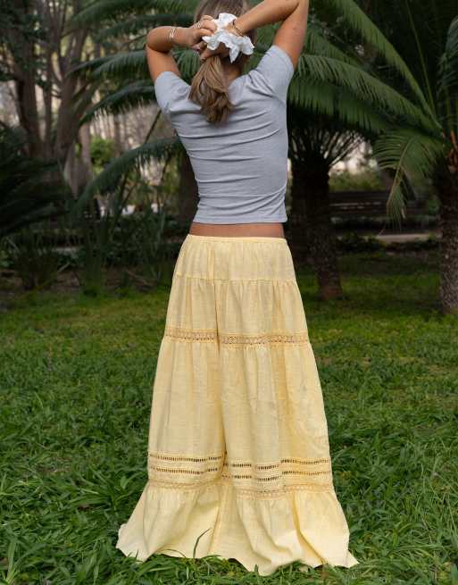 Daisy Street x Molly McFarlane boho maxi tiered skirt in buttermilk, 2 of 4