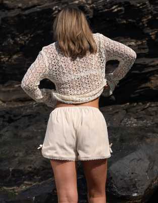 Daisy Street X Molly Mcfarlane Boho Pull On Shorts In Neutral