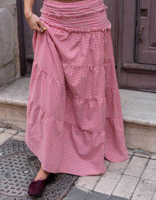 Daisy Street x Molly Mcfarlane boho tiered ruffle maxi skirt in