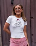 [Daisy Street] Daisy Street x Molly McFarlane cute graphic baby tee in white 6 WHITE
