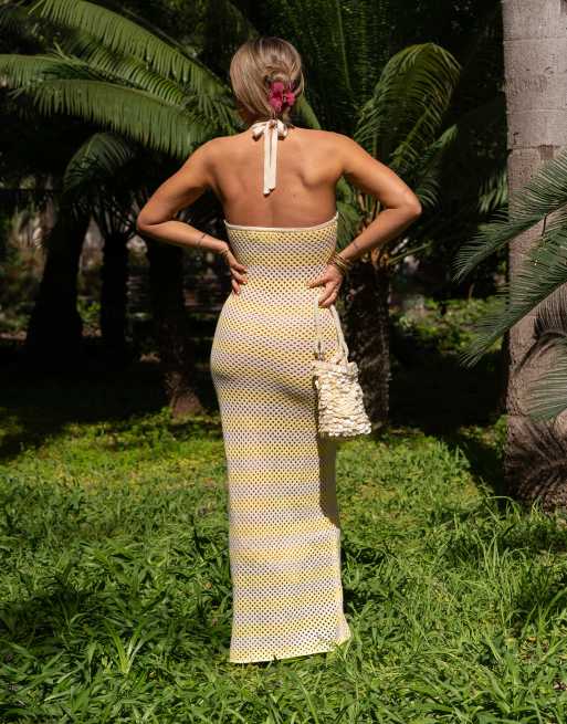 Daisy Street x Molly Mcfarlane halterneck crochet maxi dress in