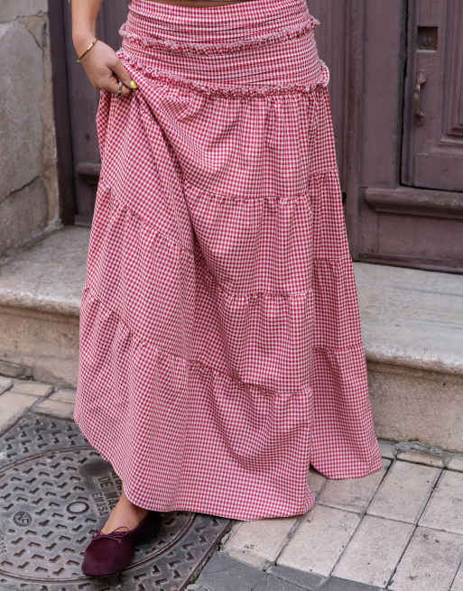 Reclaimed Vintage - Jupe d'ensemble longue et asymétrique à carreaux