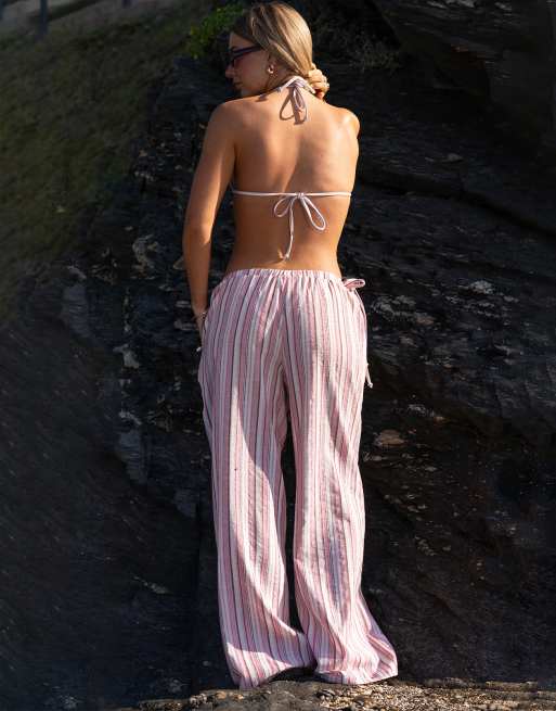 Daisy Street x Molly Mcfarlane - Røde pull-on bukser med hørlook og striber, 2 af 4