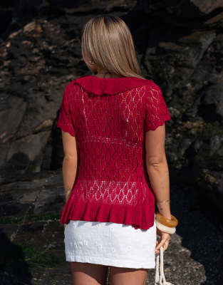 Shop Daisy Street X Molly Mcfarlane Ruffle Crochet Top