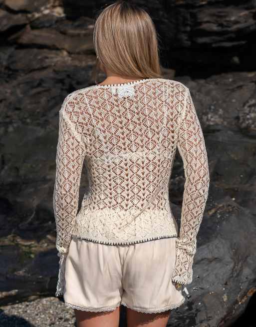 Daisy Street x Molly Mcfarlane – Strickjacke in Ecru mit