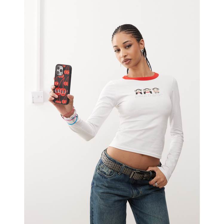 Daisy Street x Paul Frank long sleeve ringer tee in white | ASOS