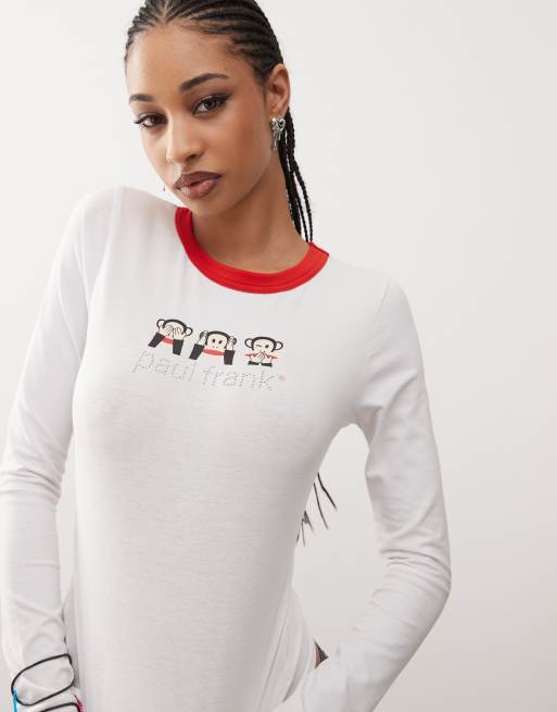 Daisy Street x Paul Frank long sleeve ringer tee in white | ASOS