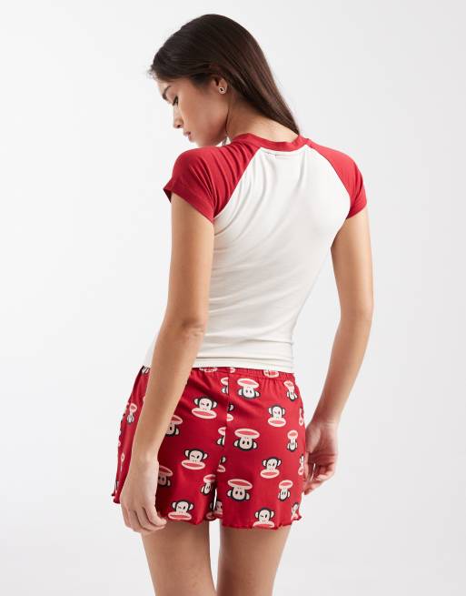 Daisy Street x Paul Frank - Pigiama con top e pantaloncini rosso, 2 di 4