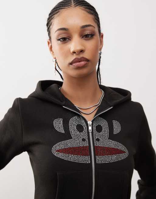 Daisy Street x Paul Frank rhinestone graphic zip up hoodie