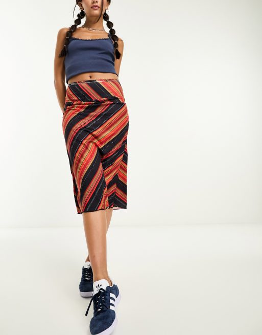 Daisy Street - Y2K - Midi-rok met retro strepen