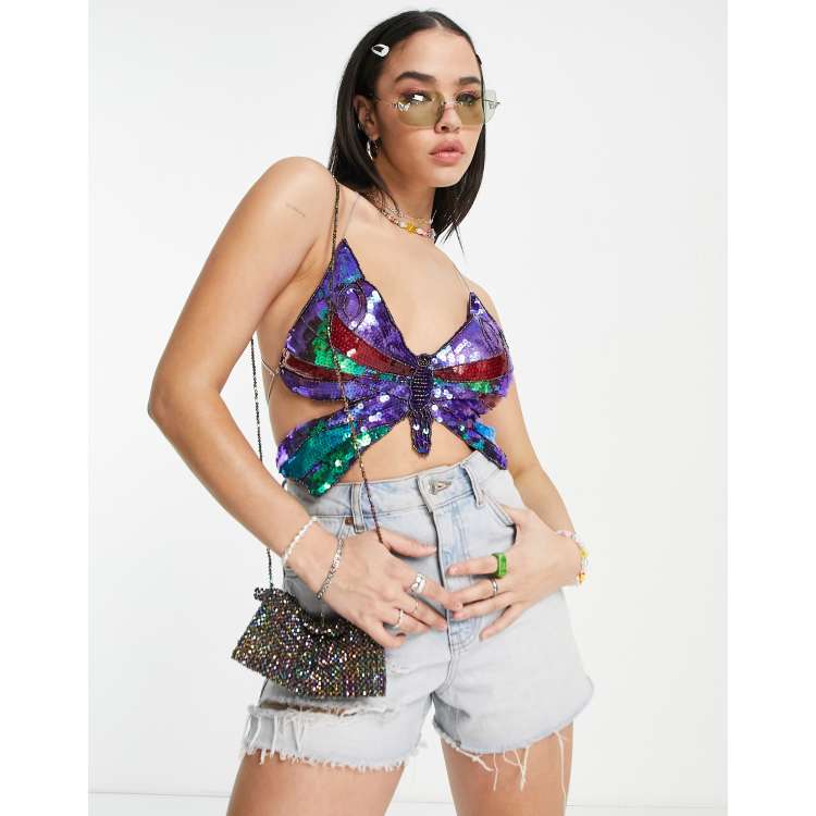 Sequin Butterfly Bralette