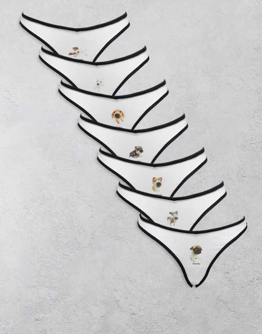 Daisy Street – Zestaw 7 par białych fig z pieskiem i nazwą dnia tygodnia