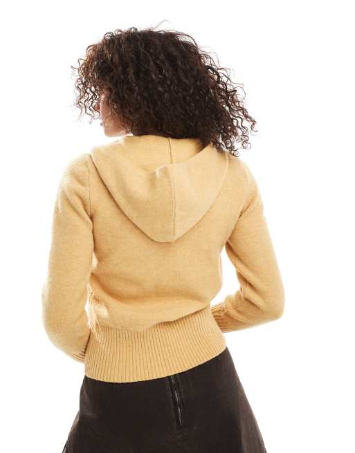 Daisy Street zip through knit jumper in mustard, 4 of 4