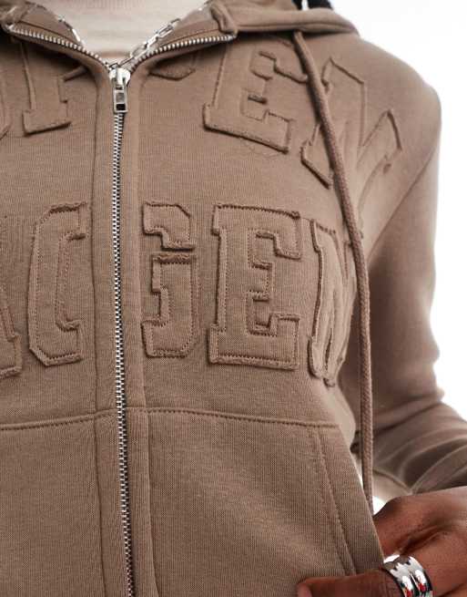 コート CAVISH DAMAGED APPLIQUE ZIP UP HOODIE BROWNCV2EFUM481A コート CAVISH DAMAGED APPLIQUE ZIP UP HOODIE