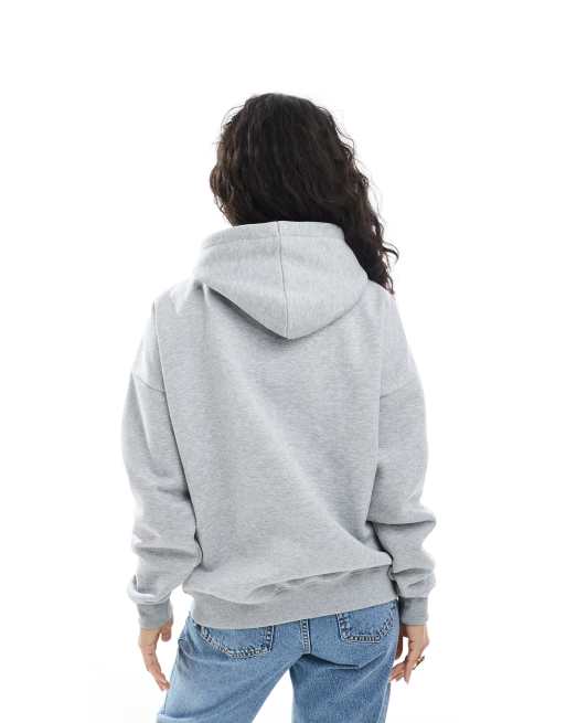 Daisy Street zip up hoodie with graphic in grey marl, 2 of 4