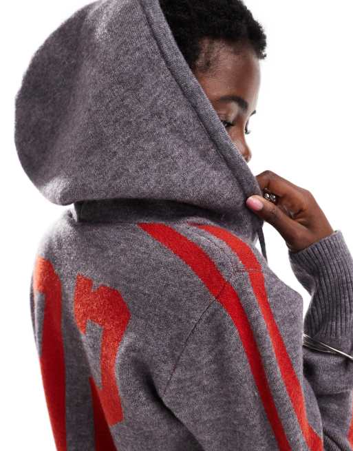 Daisy Street zip up intarsia knit cardigan