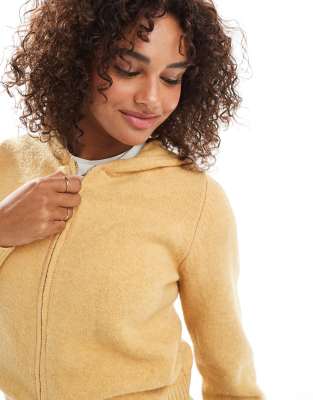 Daisy Street Zip Up Knit Sweater In Yellow