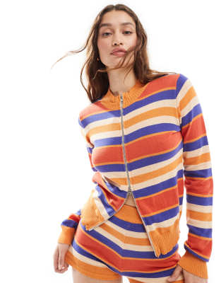 Daisy Street zip up ombre stripe knit jumper part of a