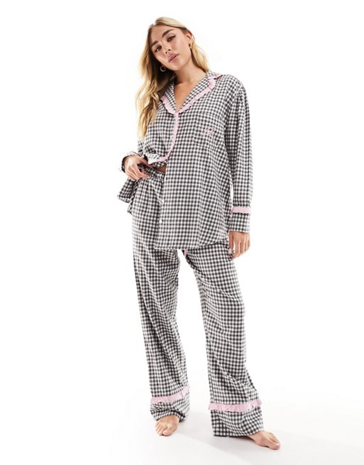 Damson Madder Antonia flannel pyjama set in checked print