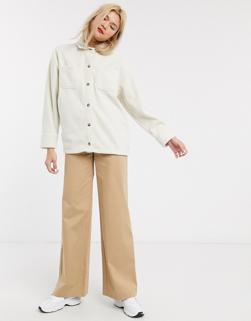 Damson Madder – Arbetsskjorta i fleece av återvunnen polyester med oversize-passform-Gräddvit