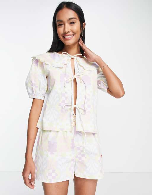 Damson Madder - Blusa smerlata con stampa multicolore in coordinato