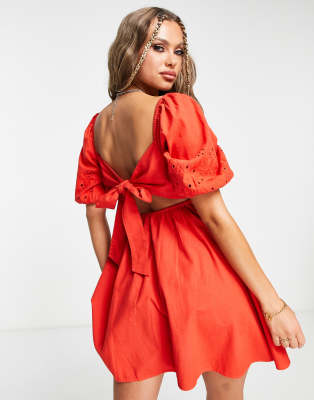 strapless open back dress Beautiful Red Wedding Dresses,Bridal Dress with Long Sleeves – jkprom main image 1