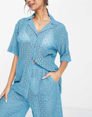 Damson Madder - Chloe - Chemise d'ensemble - Bleu de cobalt