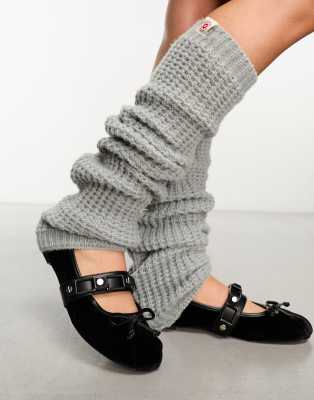 Weekday knitted leg warmers in black