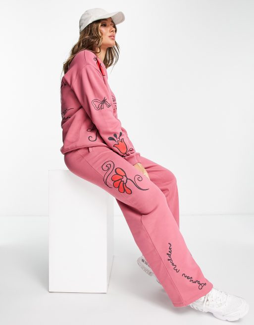 Damson Madder cotton doodle trackies in washed pink (part of a set)