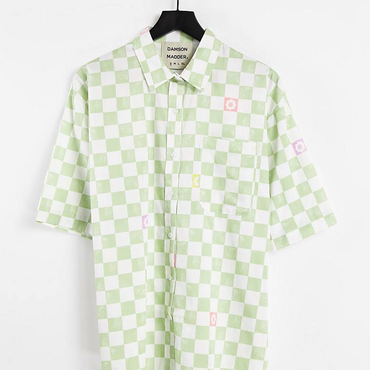 Damson Madder cotton oversized shirt in check co-ord