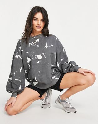 Damson Madder cotton oversized sweatshirt in abstract print co-ord - ASOS Price Checker