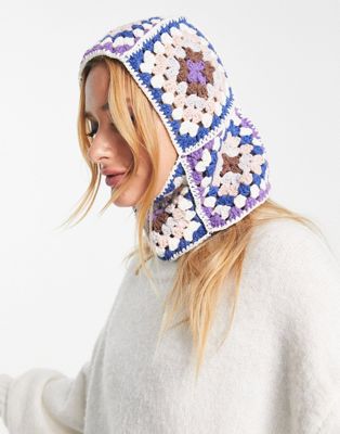 Damson Madder crochet balaclava in lilac mix