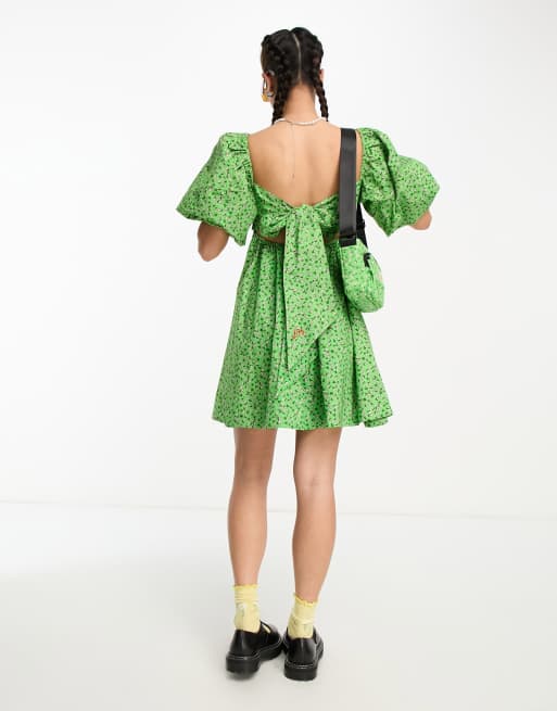 damson madder green polka dot dress Maude Club