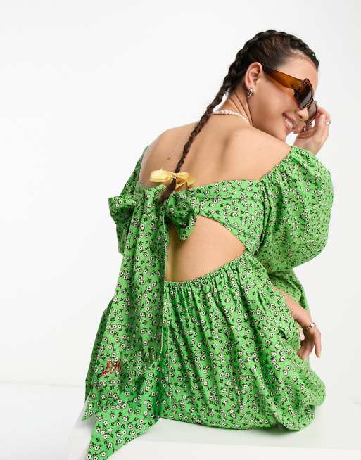 damson madder green dress Damson Madder - Stella Mini Dress - Green main image 0