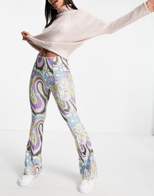 Pantalons évasés Damson Madder - Ensemble évasé en polyester recyclé à imprimé psychédélique - Multicolore