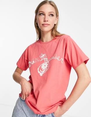 Damson Madder Etched Tee In Washed Red