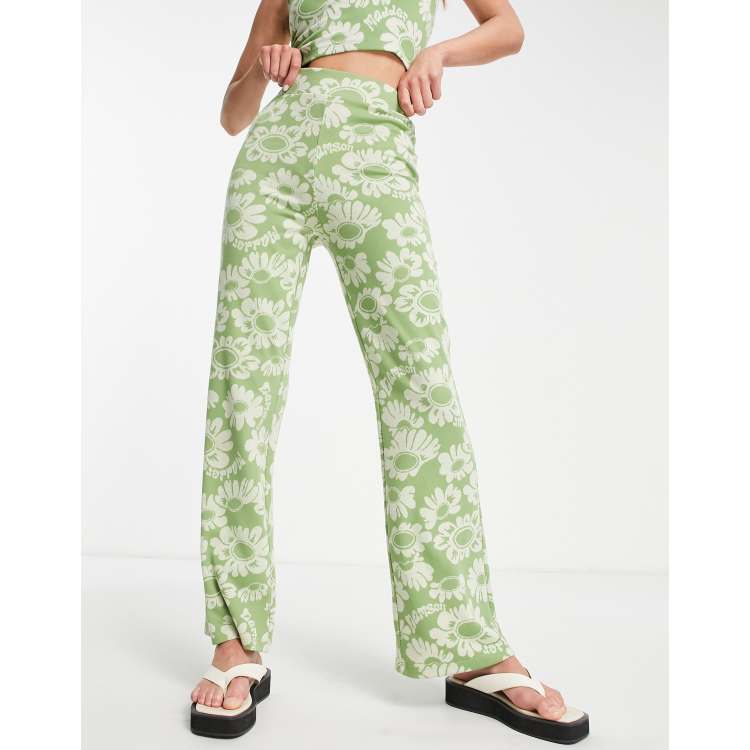 Damson Madder floral knitted co-ord trousers in green | ASOS
