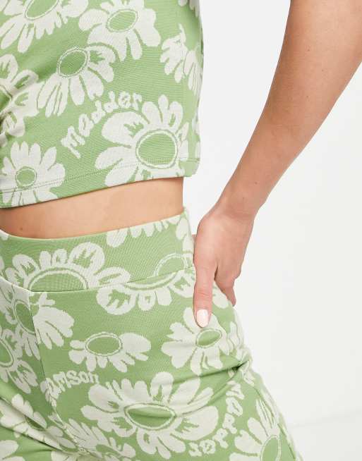 Damson Madder – Geblümte Strickhose in Grün, Kombiteil , 3 von 4