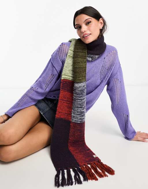 Damson Madder - Gestreepte gemêleerde sjaal met patchwork