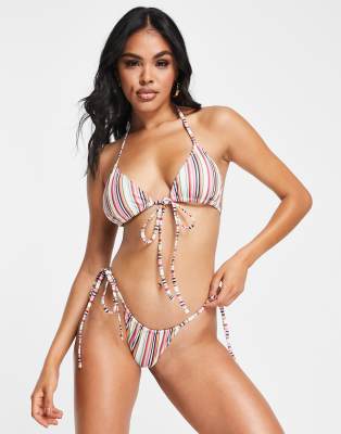 Damson Madder triangle bikini top in stripe  - ASOS Price Checker