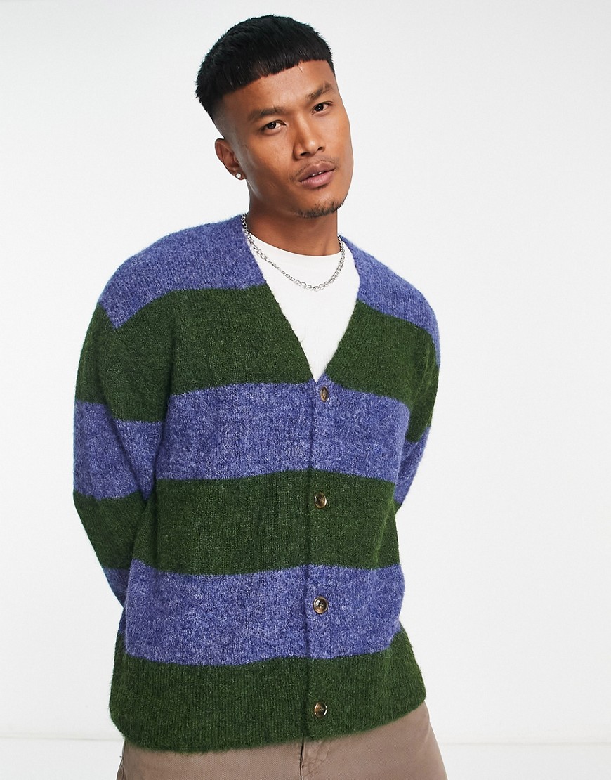 Damson Madder Ombre Stripe Cardigan In Blue And Green-multi