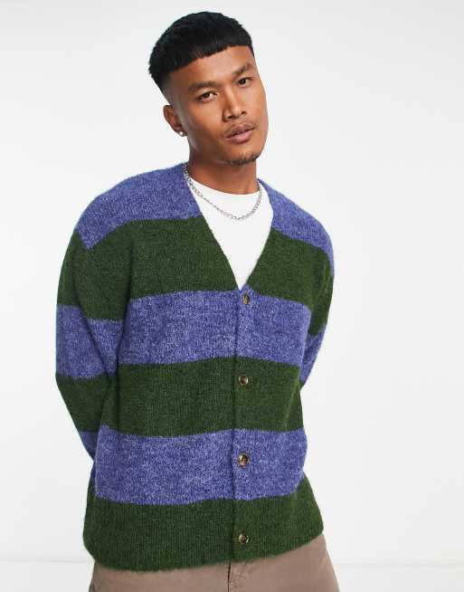 Green striped cardigan sale