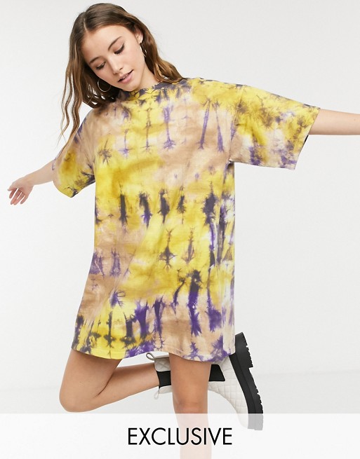 Damson Madder organic cotton oversized t-shirt dress in tie-dye