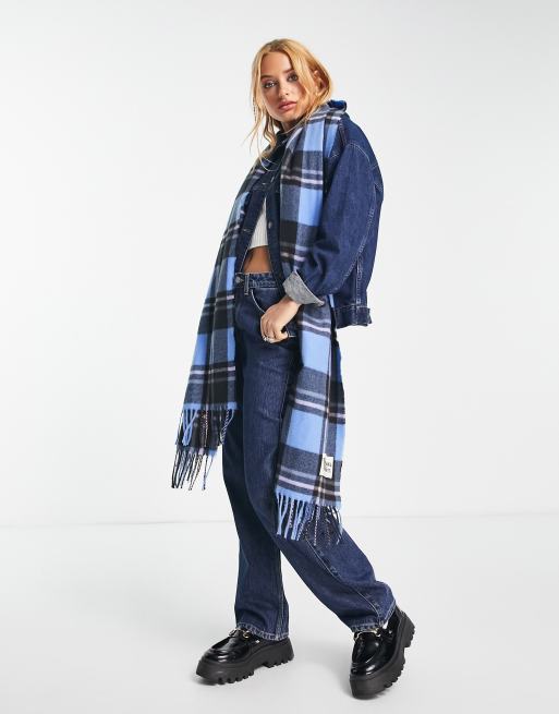 Damson Madder oversized blanket scarf in blue check ASOS