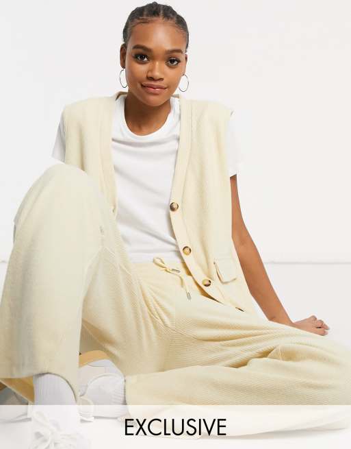 Damson Madder - Oversized geribbeld hemdje van polyester, deel van co-ord set 