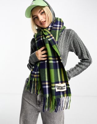 Damson Madder oversized scarf in green check