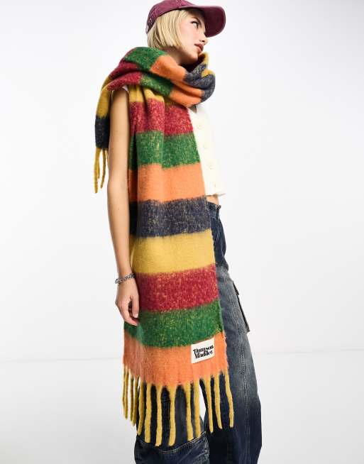 Damson Madder – Oversized-Schal mit buntem Streifenmuster, 4 von 4