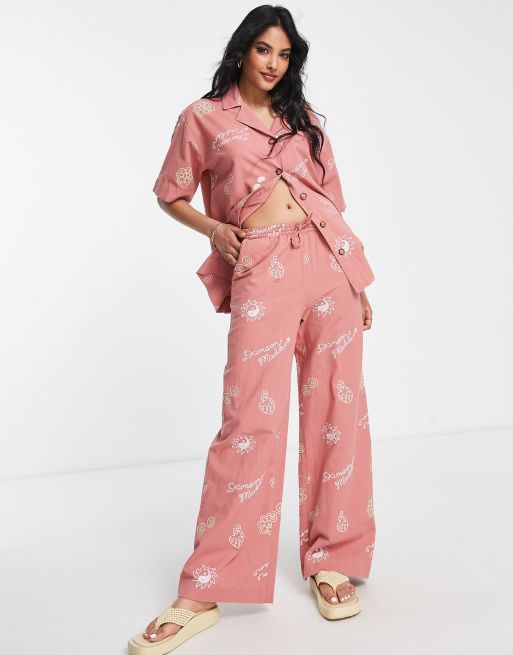 Damson Madder - Pantalon d'ensemble brodé sur l'ensemble - Terre cuite